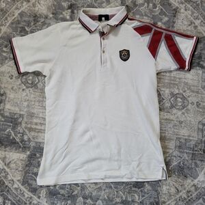 White and Red Men's Polo Shirt